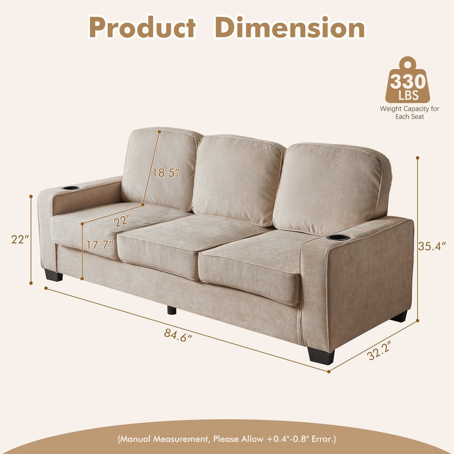 HOOOWOOO Meubles de salon Canapé-lit rembourré en velours côtelé moderne