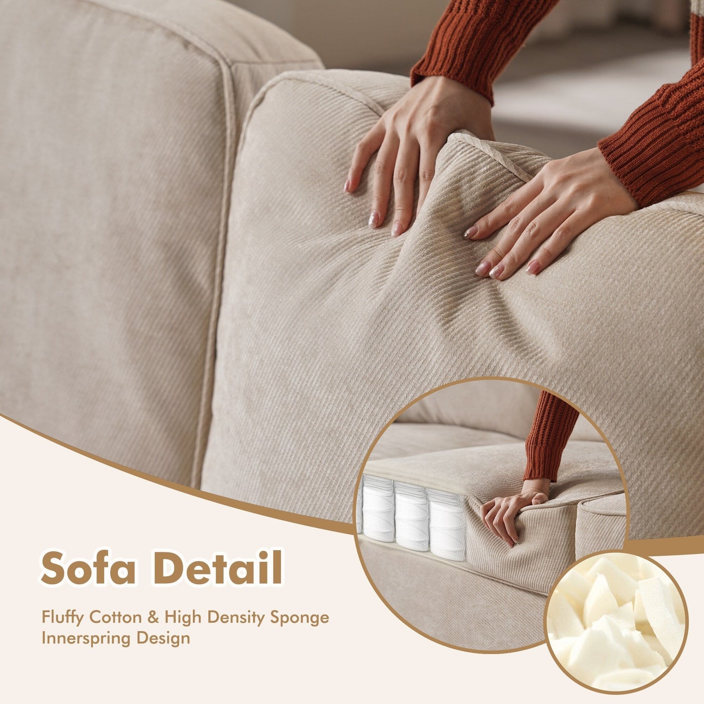 HOOOWOOO Meubles de salon Canapé-lit rembourré en velours côtelé moderne