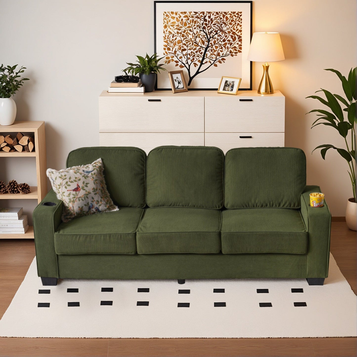 HOOOWOOO Meubles de salon Canapé-lit rembourré en velours côtelé moderne