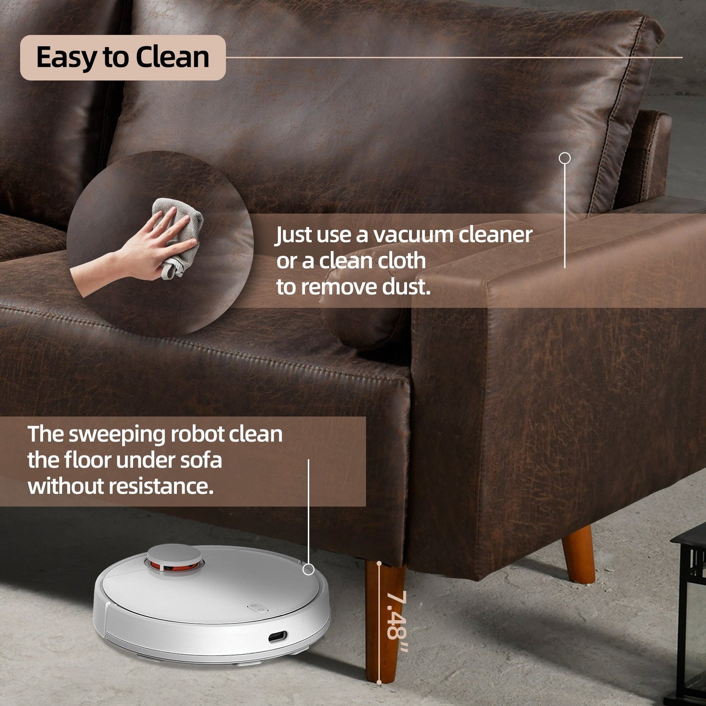 Canapé rembourré moderne du milieu du siècle HOOOWOOO avec coussins roulés