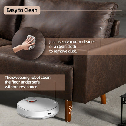 Canapé rembourré moderne du milieu du siècle HOOOWOOO avec coussins roulés