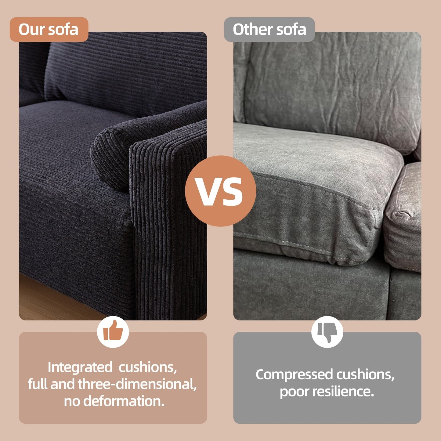 Canapé rembourré moderne du milieu du siècle HOOOWOOO avec coussins roulés