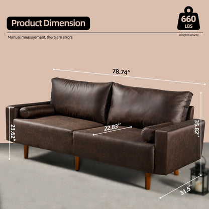 Canapé rembourré moderne du milieu du siècle HOOOWOOO avec coussins roulés