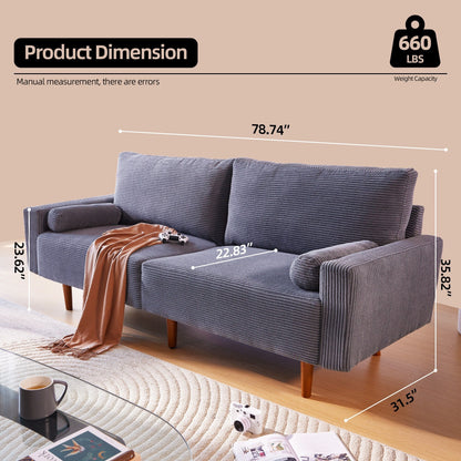 Canapé rembourré moderne du milieu du siècle HOOOWOOO avec coussins roulés