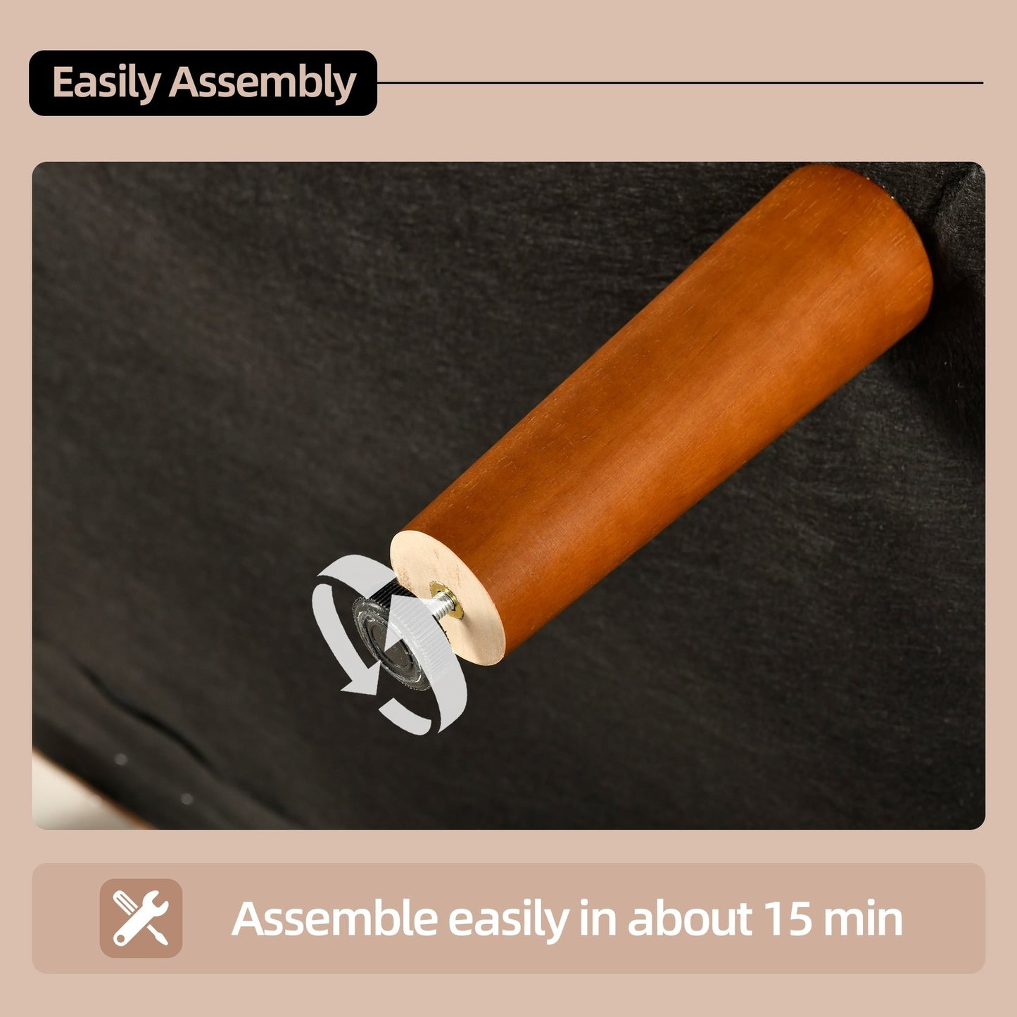 Canapé rembourré moderne du milieu du siècle HOOOWOOO avec coussins roulés