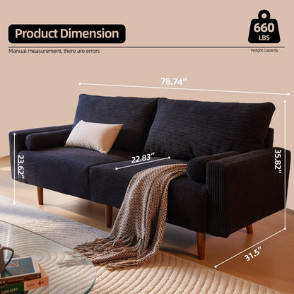 Canapé rembourré moderne du milieu du siècle HOOOWOOO avec coussins roulés