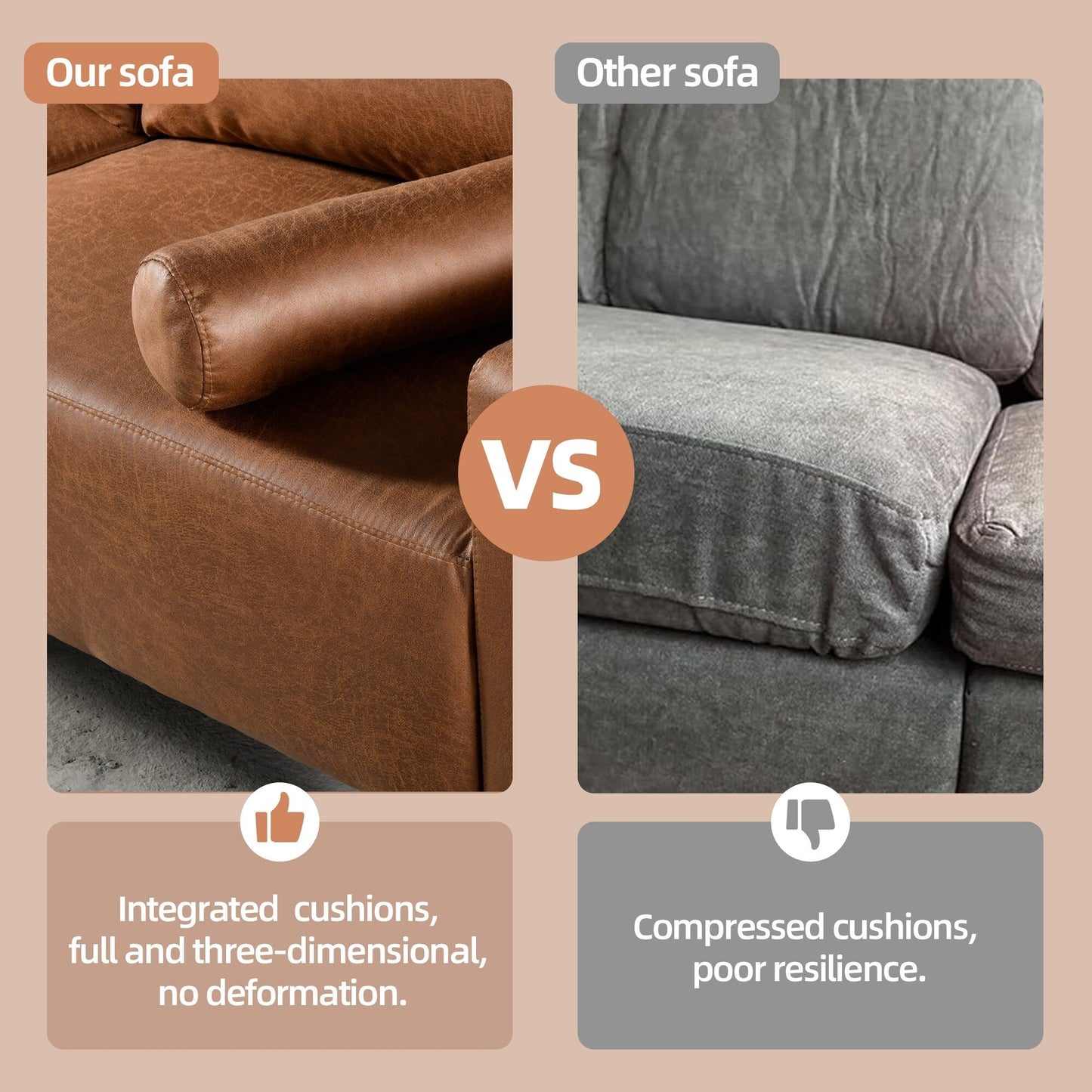 Canapé rembourré moderne du milieu du siècle HOOOWOOO avec coussins roulés