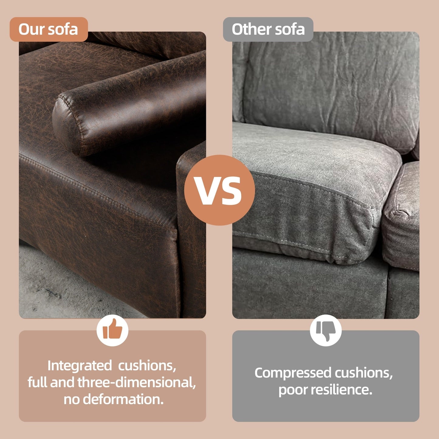 Canapé rembourré moderne du milieu du siècle HOOOWOOO avec coussins roulés