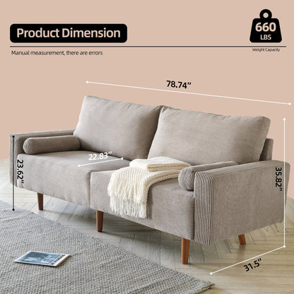 Canapé rembourré moderne du milieu du siècle HOOOWOOO avec coussins roulés