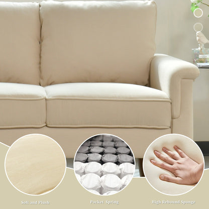 Canapé 3 places moderne en tissu polyester HOOOWOOO avec accoudoirs larges