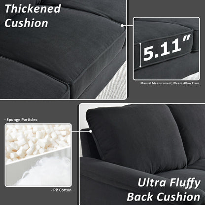 Canapé 3 places moderne en tissu polyester HOOOWOOO avec accoudoirs larges