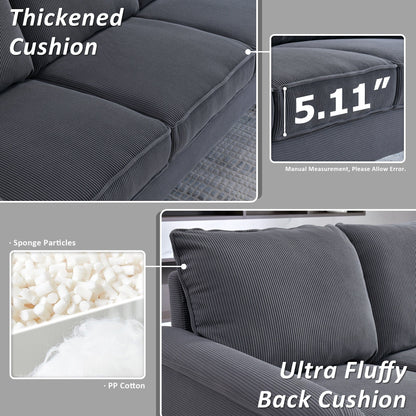 Canapé 3 places moderne en tissu polyester HOOOWOOO avec accoudoirs larges