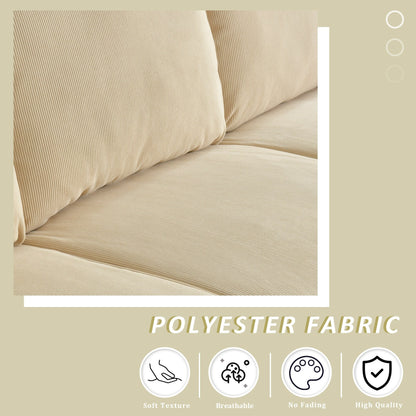 Canapé 3 places moderne en tissu polyester HOOOWOOO avec accoudoirs larges