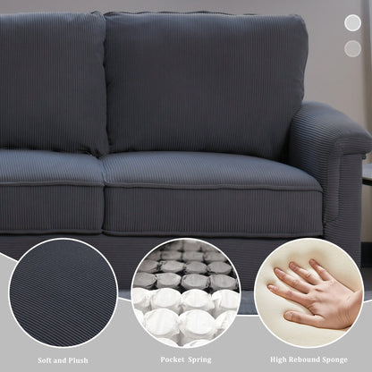 Canapé 3 places moderne en tissu polyester HOOOWOOO avec accoudoirs larges