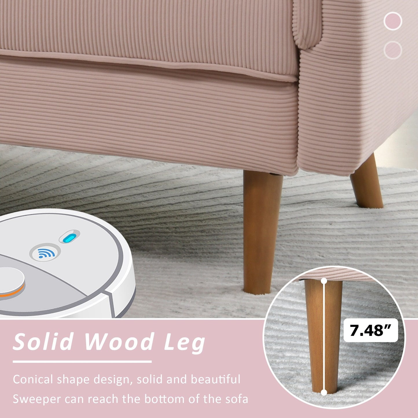 Canapé 3 places moderne en tissu polyester HOOOWOOO avec accoudoirs larges