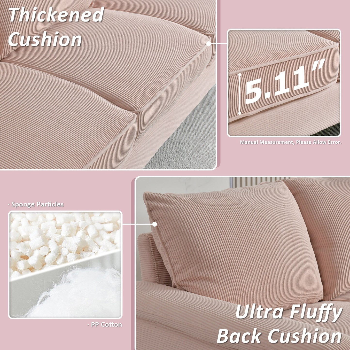 Canapé 3 places moderne en tissu polyester HOOOWOOO avec accoudoirs larges