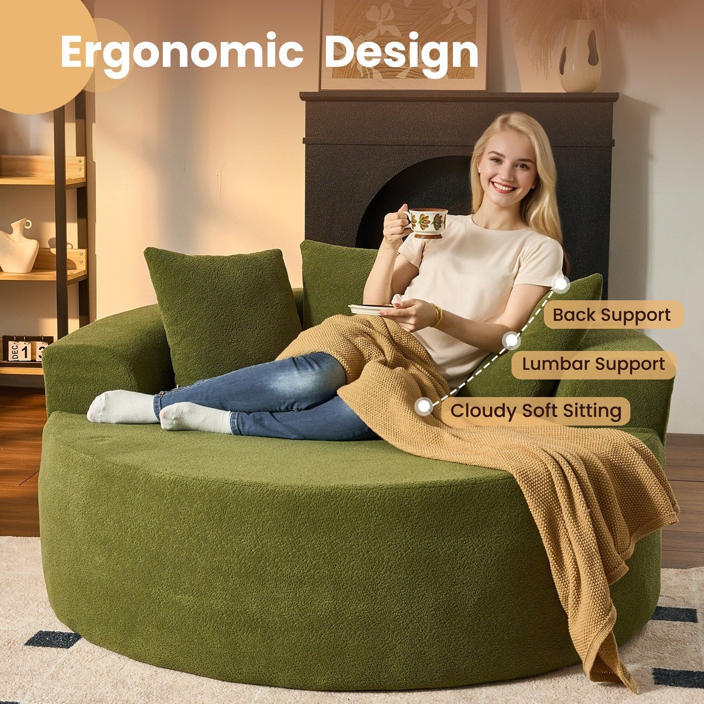 Canapé de sol moderne en velours côtelé HOOOWOOO