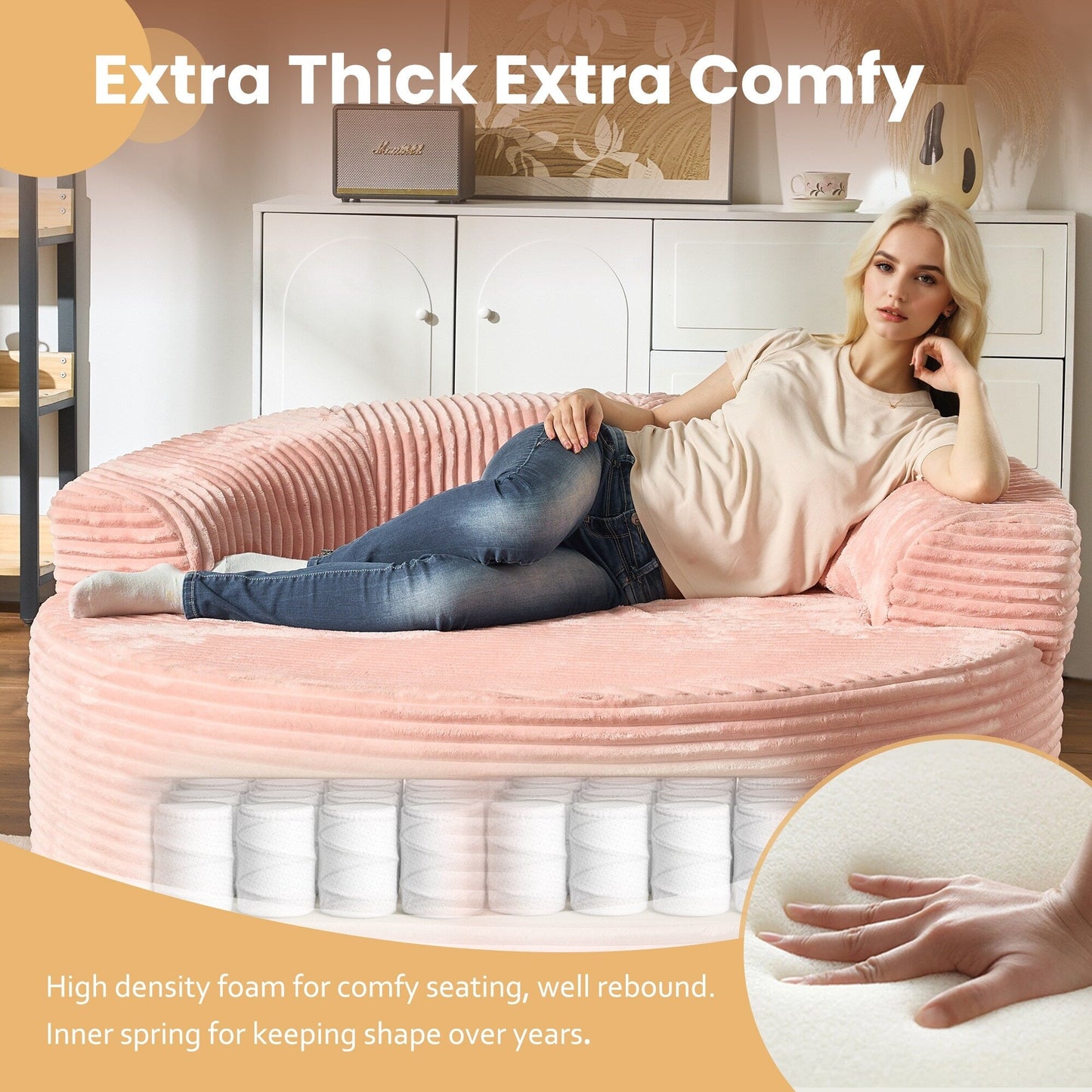 Canapé de sol moderne en velours côtelé HOOOWOOO