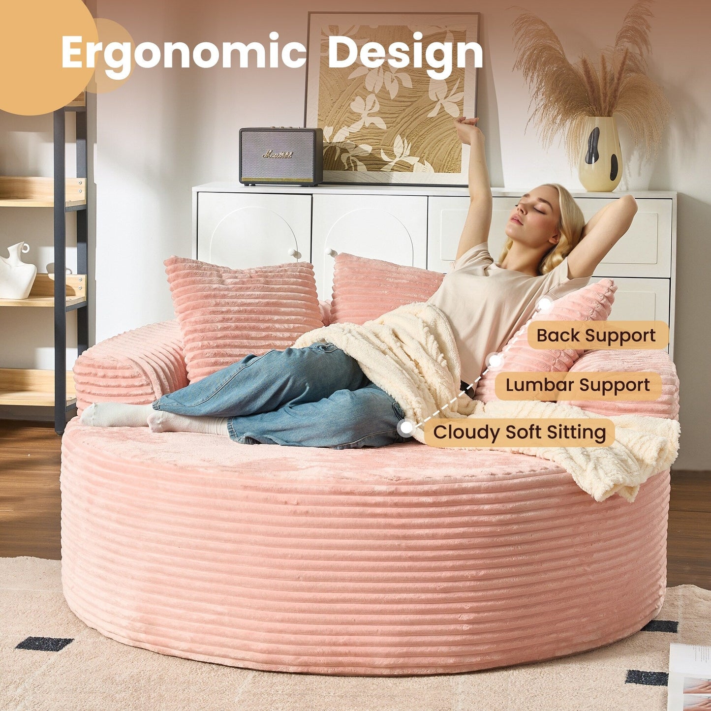 Canapé de sol moderne en velours côtelé HOOOWOOO