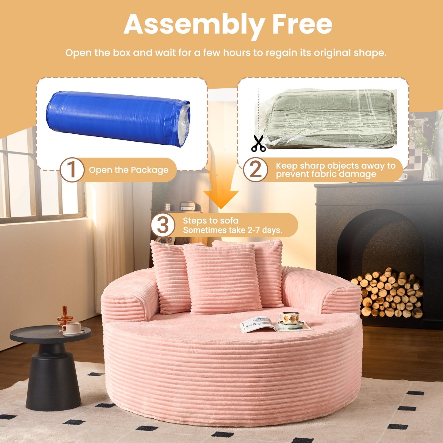 Canapé de sol moderne en velours côtelé HOOOWOOO