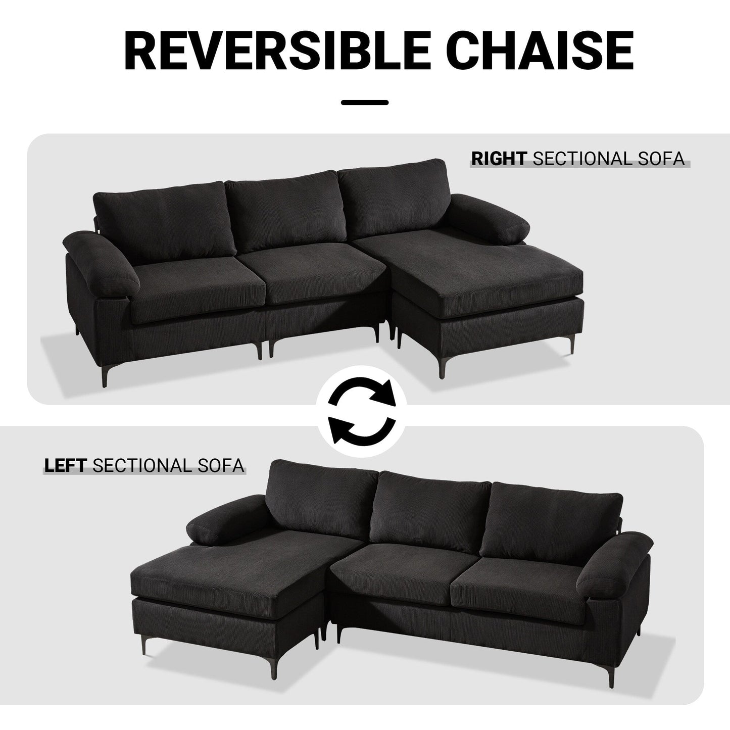 HOOOWOOO Canapé-lit convertible moderne en polyester avec pieds en métal pour salon