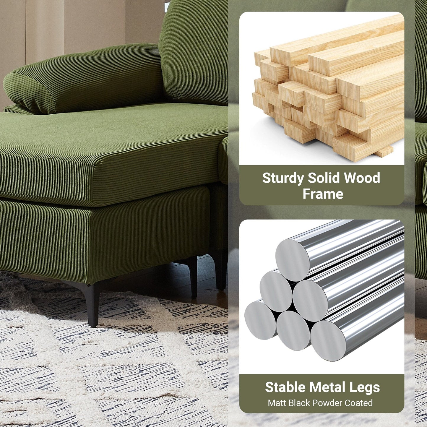 HOOOWOOO Canapé-lit convertible moderne en polyester avec pieds en métal pour salon