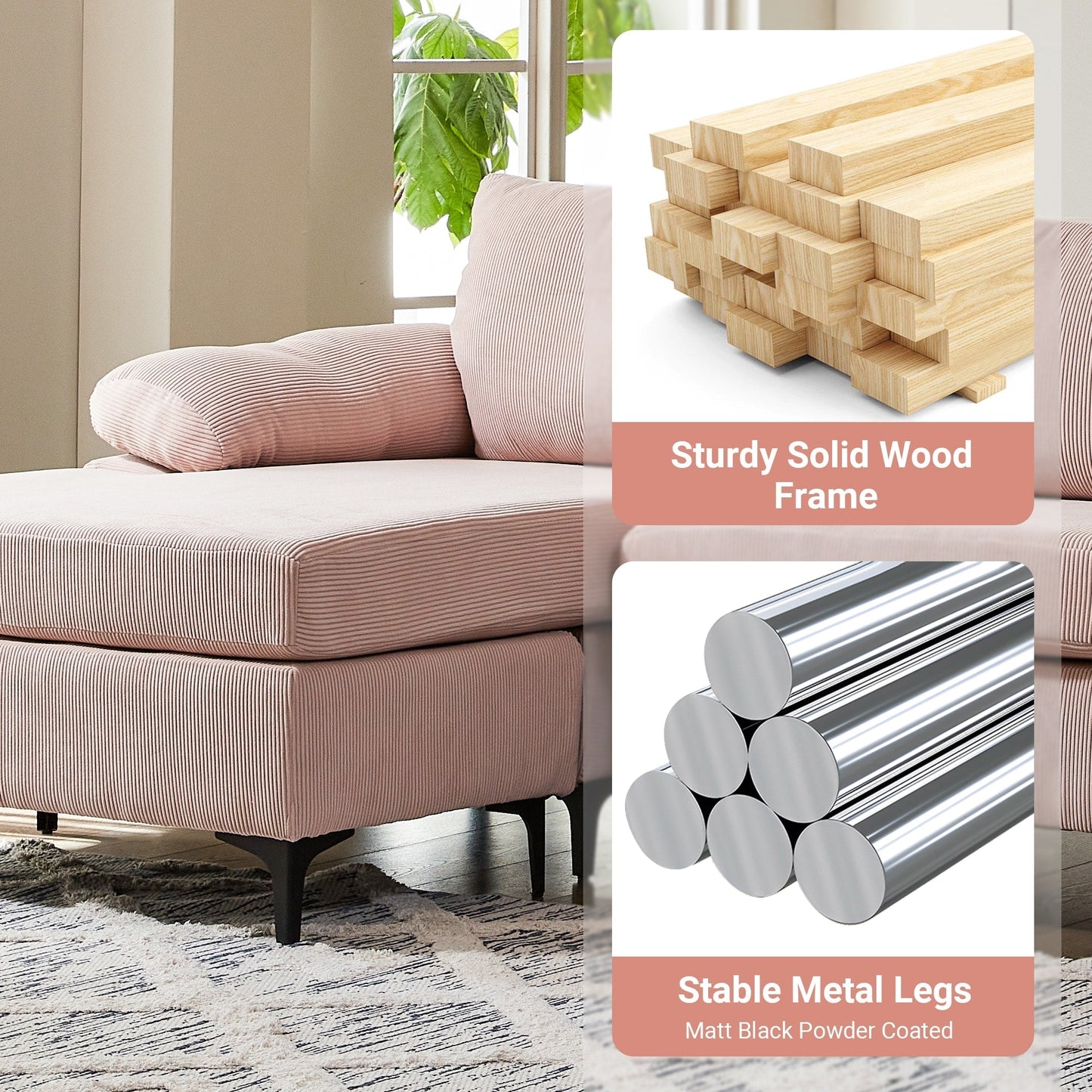 HOOOWOOO Canapé-lit convertible moderne en polyester avec pieds en métal pour salon