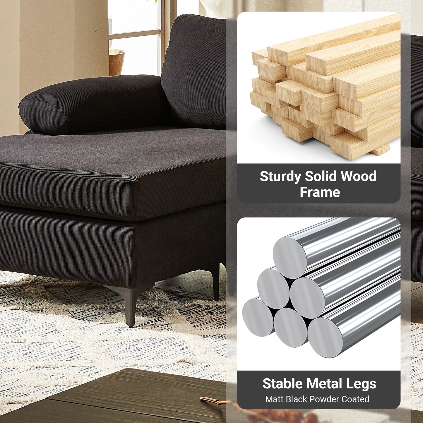 HOOOWOOO Canapé-lit convertible moderne en polyester avec pieds en métal pour salon