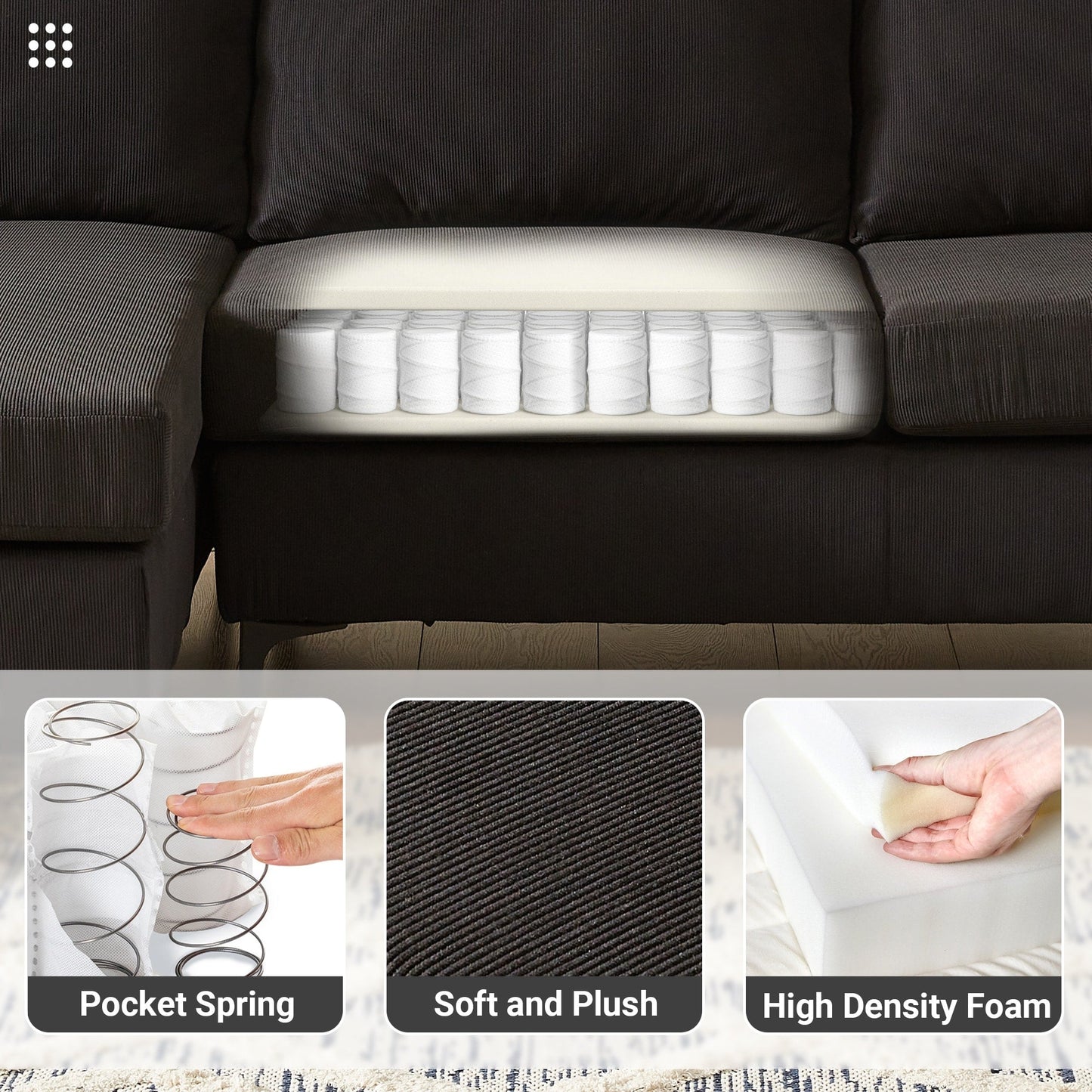 HOOOWOOO Canapé-lit convertible moderne en polyester avec pieds en métal pour salon