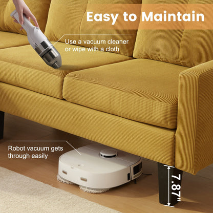 Canapé méridienne moderne en velours côtelé en forme de L HOOOWOOO