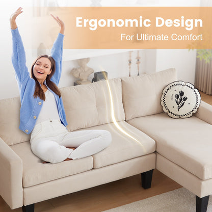 Canapé méridienne moderne en velours côtelé en forme de L HOOOWOOO