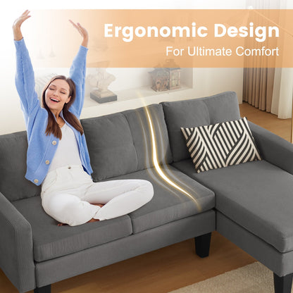 Canapé méridienne moderne en velours côtelé en forme de L HOOOWOOO