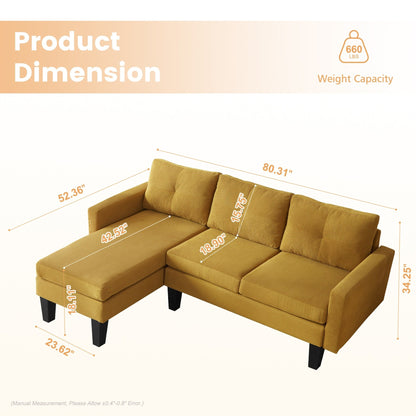 Canapé méridienne moderne en velours côtelé en forme de L HOOOWOOO