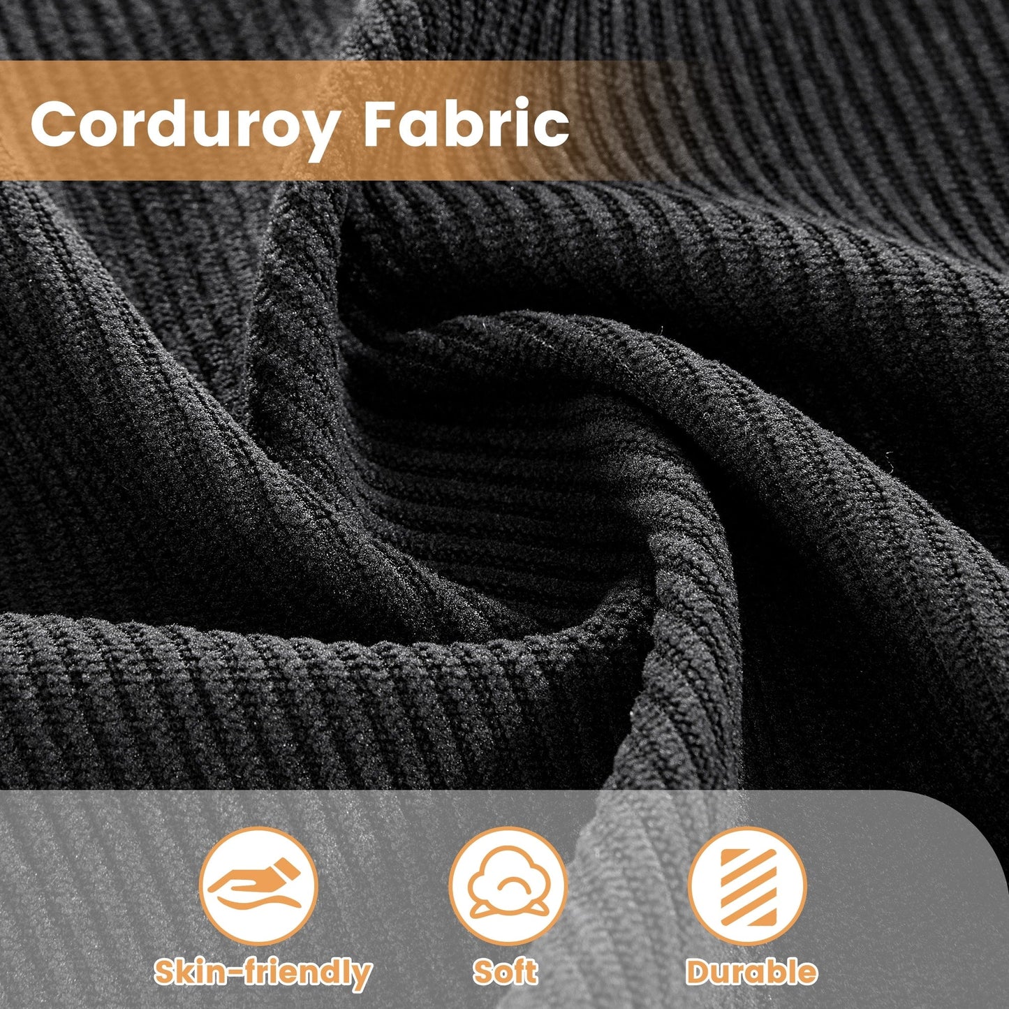 Canapé méridienne moderne en velours côtelé en forme de L HOOOWOOO