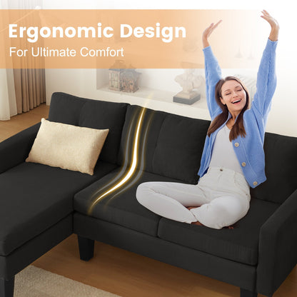 Canapé méridienne moderne en velours côtelé en forme de L HOOOWOOO