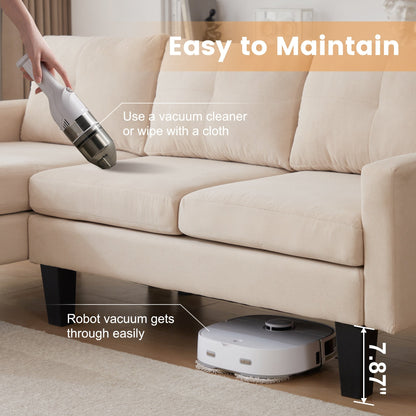 Canapé méridienne moderne en velours côtelé en forme de L HOOOWOOO