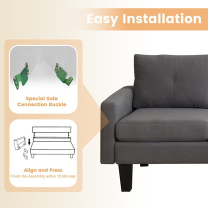 Canapé méridienne moderne en velours côtelé en forme de L HOOOWOOO