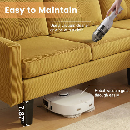 Canapé méridienne moderne en velours côtelé en forme de L HOOOWOOO