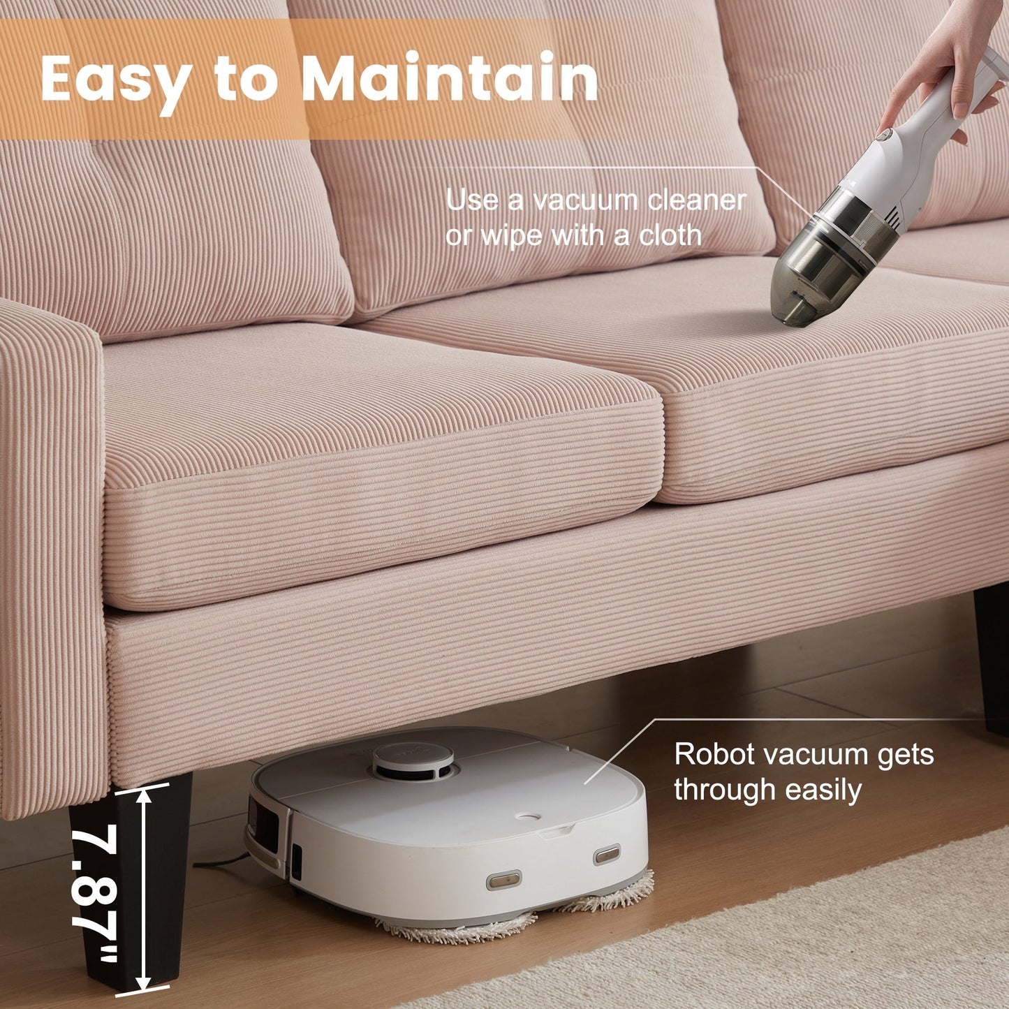 Canapé méridienne moderne en velours côtelé en forme de L HOOOWOOO