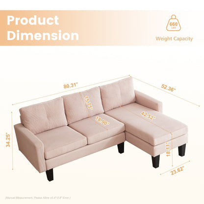 Canapé méridienne moderne en velours côtelé en forme de L HOOOWOOO