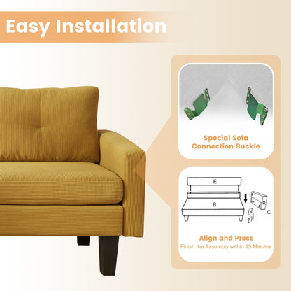 Canapé méridienne moderne en velours côtelé en forme de L HOOOWOOO