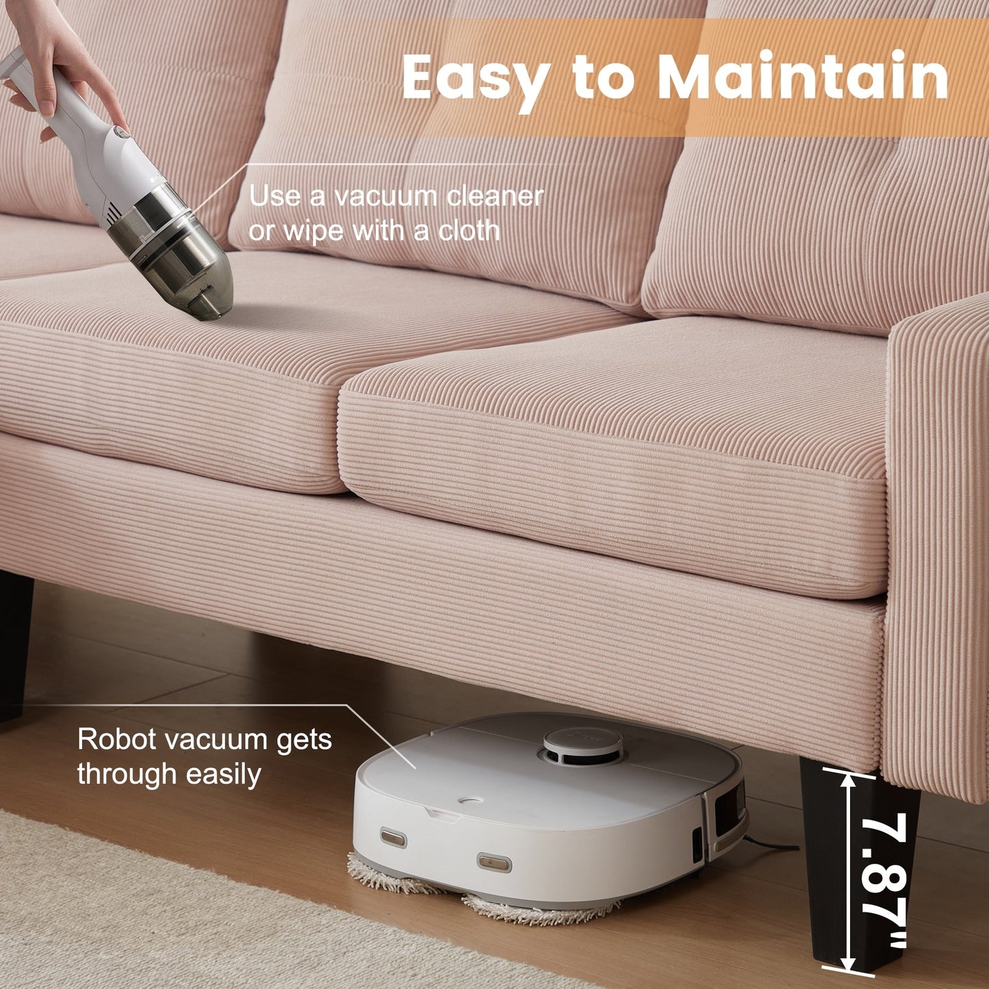 Canapé méridienne moderne en velours côtelé en forme de L HOOOWOOO