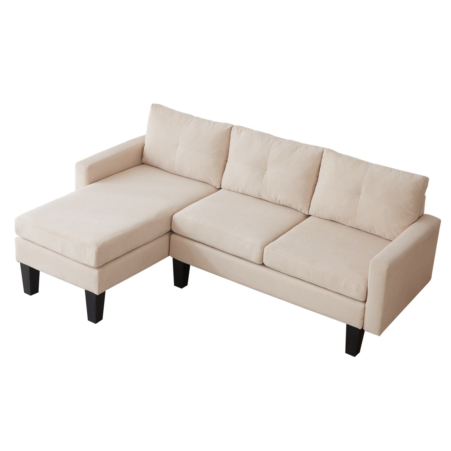 Canapé méridienne moderne en velours côtelé en forme de L HOOOWOOO