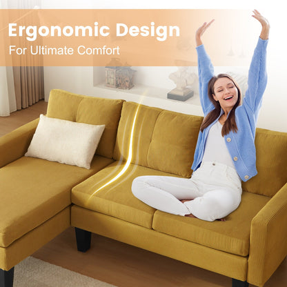 Canapé méridienne moderne en velours côtelé en forme de L HOOOWOOO