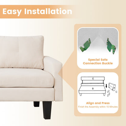 Canapé méridienne moderne en velours côtelé en forme de L HOOOWOOO