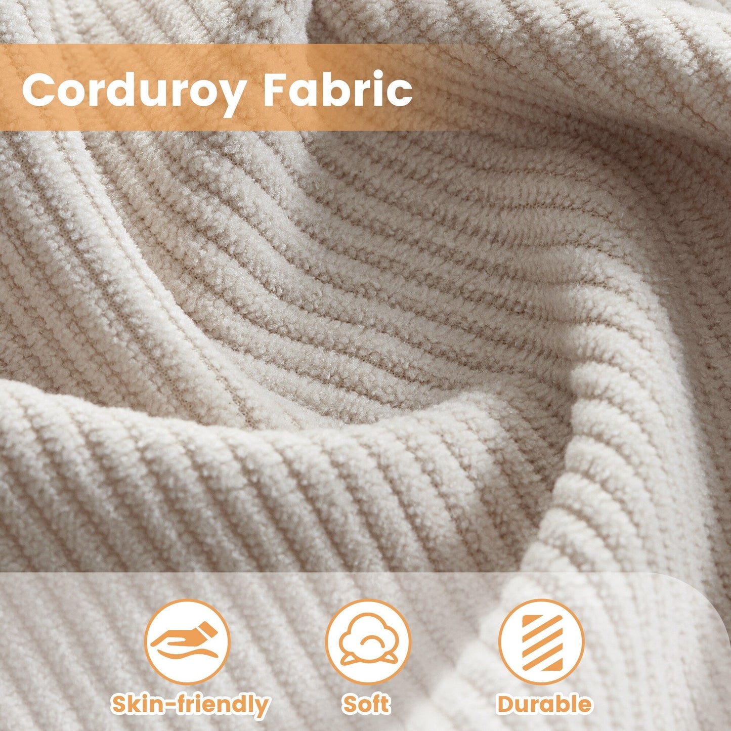 Canapé méridienne moderne en velours côtelé en forme de L HOOOWOOO