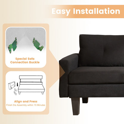 Canapé méridienne moderne en velours côtelé en forme de L HOOOWOOO