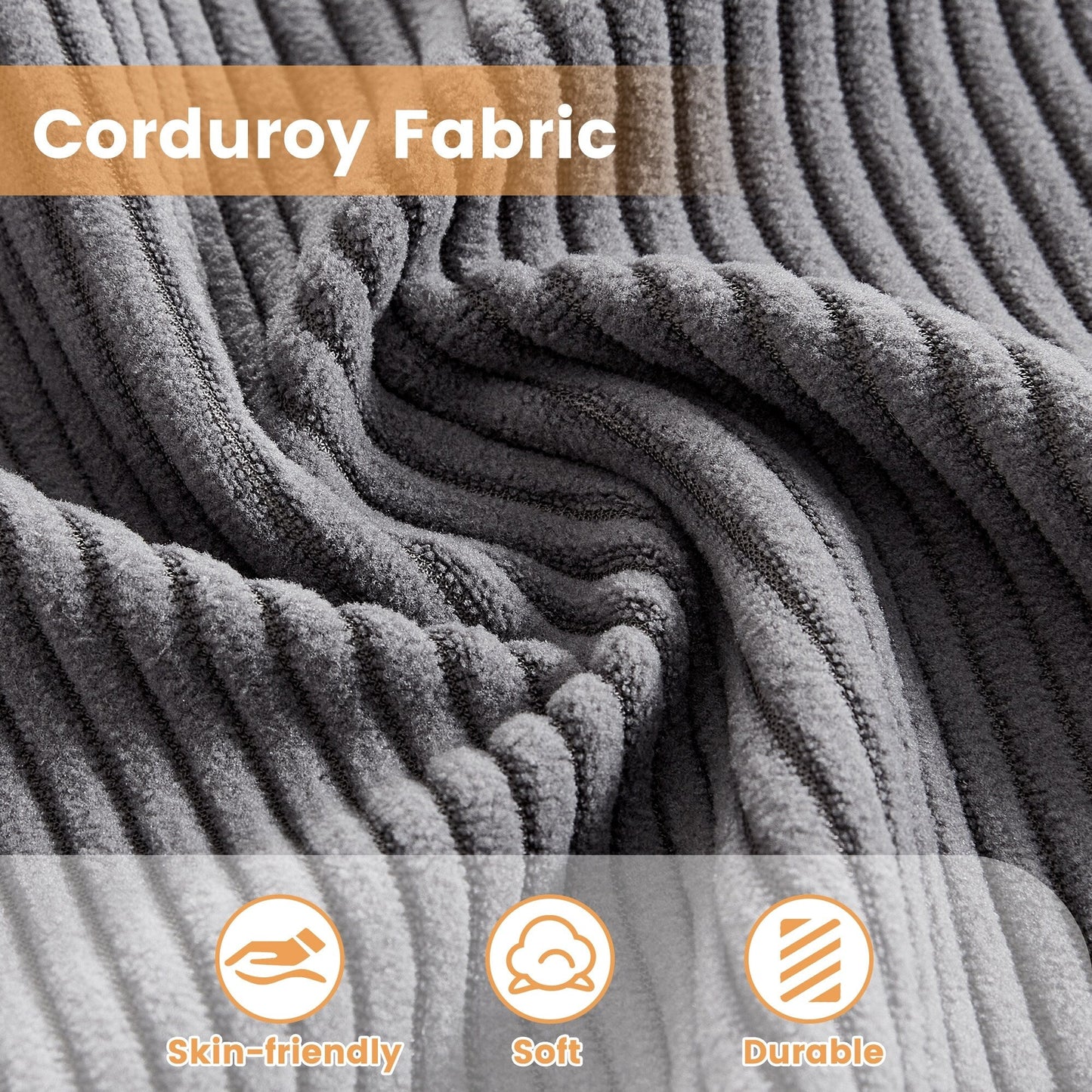 Canapé méridienne moderne en velours côtelé en forme de L HOOOWOOO