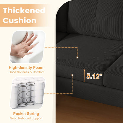 Canapé méridienne moderne en velours côtelé en forme de L HOOOWOOO