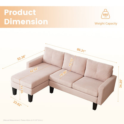 Canapé méridienne moderne en velours côtelé en forme de L HOOOWOOO